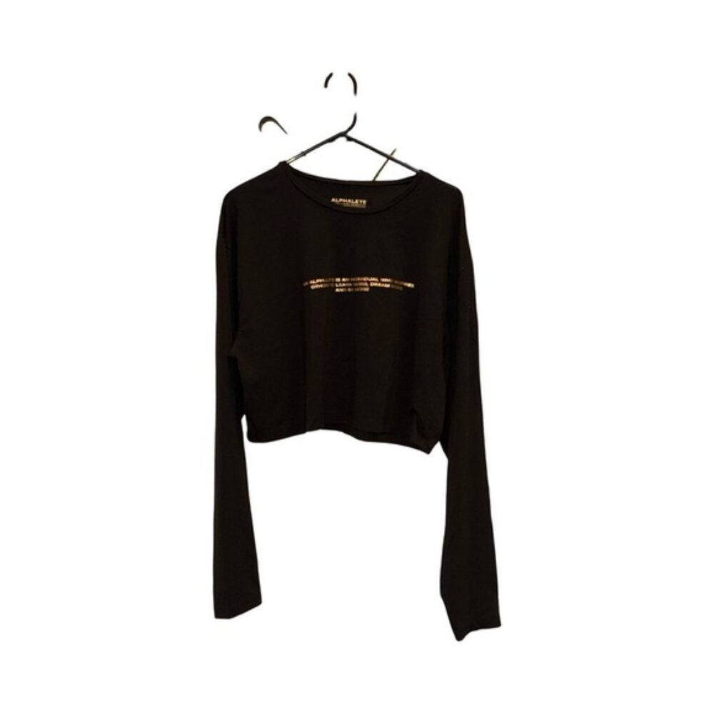 🖤 Alphalete Black Long Sleeve Crop Top – Sleek Performance Fit, Size XL